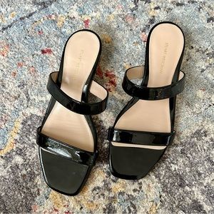 Stuart Weitzman Black Patent Leather Heel Sandals Size 8